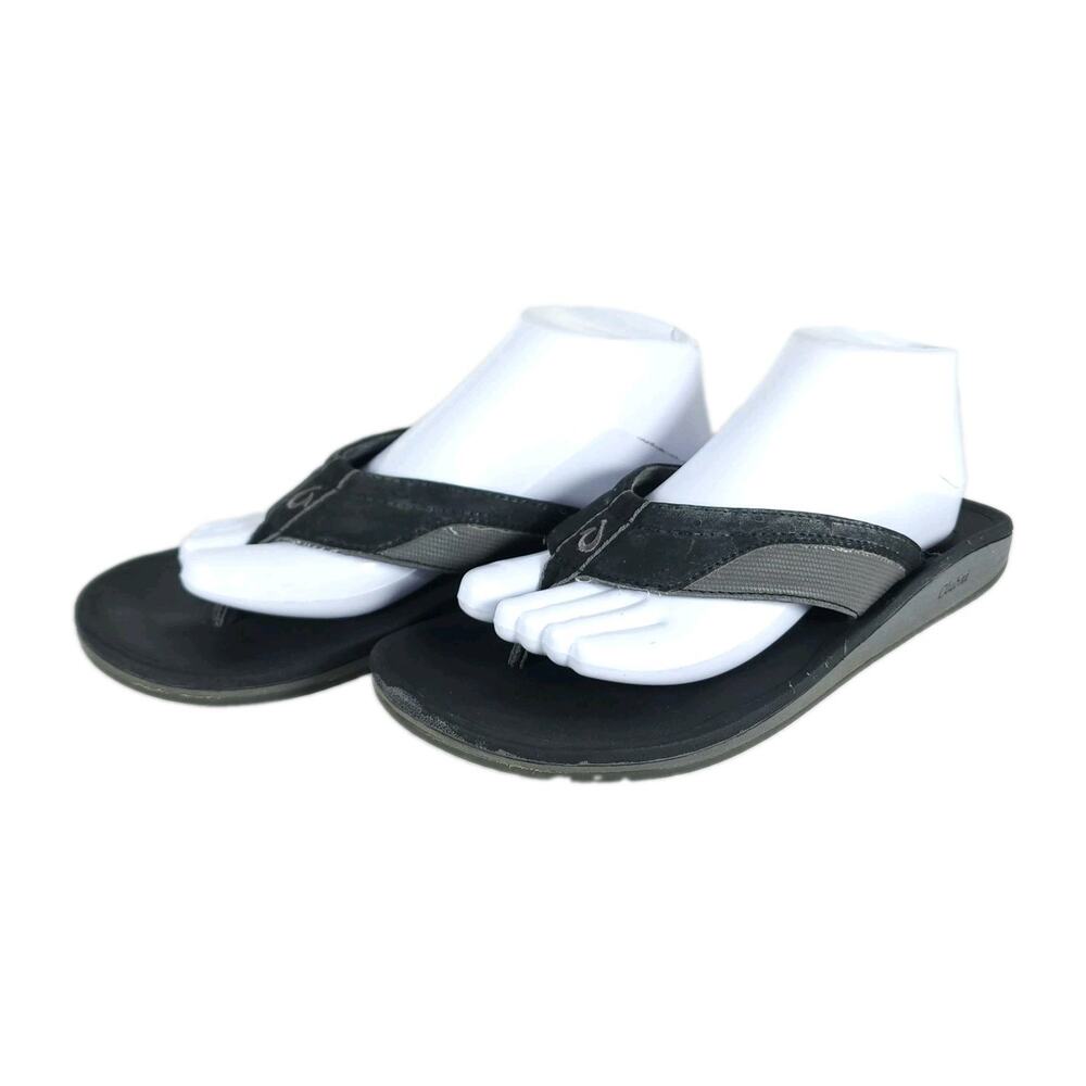 Olukai Men's Ohana US9? Black Gray Slip On Flat Thong Sandals